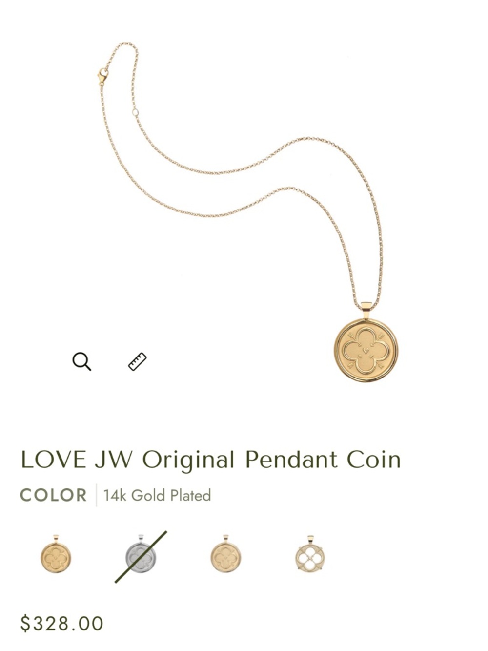 Jane Win LOVE JW Original Pendant Coin
14k Gold Plated